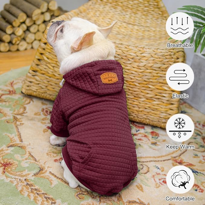 BEAUTYZOO Dog Hoodies Sweater for Large Dogs,Waffle‑Like Laminated Pet Coat | Warm Dog Sweatshirt with Pocket & Leash Hole,Pullover Clothes for Girl Boy Dogs,Stretchy & Easy‑On‑Off,Labrador & Great Danes