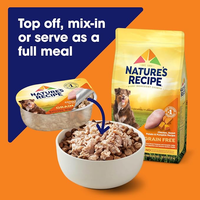 Nature’s Recipe Chicken, Barley & Turkey Recipe in Savory Broth Wet Dog Food, 2.75 oz. Cup, 12 Count | 12 Pack, No Poultry By-Product Meal, Artificial Preservatives, Colors Or Flavors, And No Added Corn, Wheat Or Soy Ingredients
