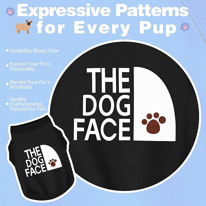 Personality Canine Attire: Soft, Lightweight Cotton Dog Clothes with 'The Dog Face' Print. Small and Medium Breeds, Perfect for Everyday Wear, Comfortable and Breathable Dog Shirt Purple M