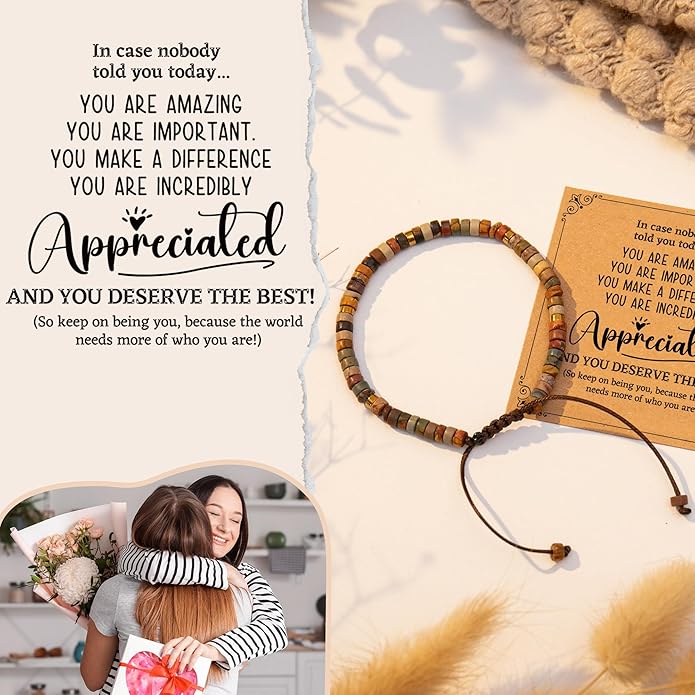 Inspirational Gifts Bracelets for Women: Valentines Mothers Day Birthday Gifts for Women Friends Sister Mom - Healing Natural Stone Beads Bracelets Thinking of you Get Well Soon Gift for Women