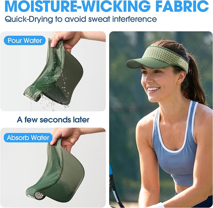 LONGLONG Sports Sun Visor Hat with Non-Slip Toggle Breathable for Women Men | Adjustable Quick Dry Moisture-Wicking Soft Lightweight Mesh Sun Protection Cap Golf Tennis Pickleball Running Garden Hiking