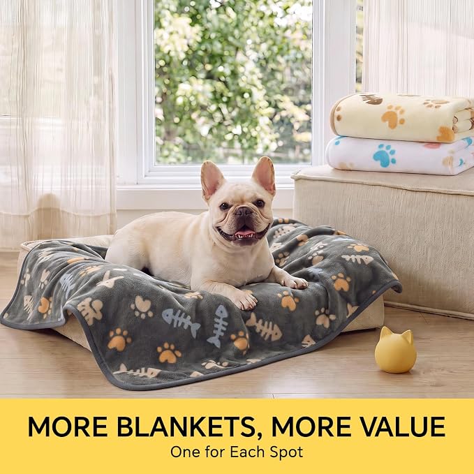 Luciphia 3 Pack Cute Cat Blankets Cozy Small Throw for Pet Puppy,23"x16" | 280GSM Fuzzy Kitten Pet Blankets Washable for Crate Bed Couch Car Indoor - Puppy Essentials Dog Gift