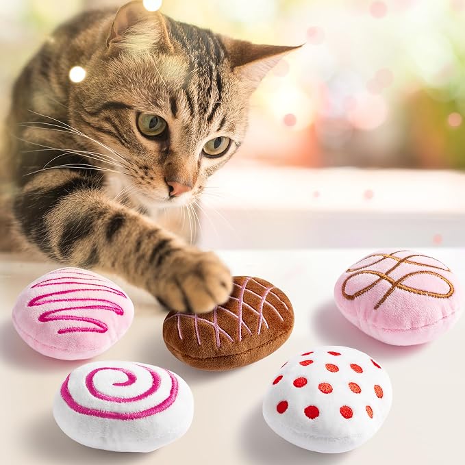 MALLMALL6 Catnip Toys for Cat - 5Pcs Valentines Chocolate Truffles Catmint Interactive Teething Chew Kick Cat Toy for Indoor Kitten, Soft Candy Pet Supplies, Pet Valentines Gifts for Kitten Lover