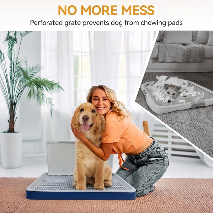 PAWISE Dog Training Pee Pad Holder Tray, Indoor Puppy Potty Pee Pad Floor Tray Dog Toilet, 24.8''X19.3', Large