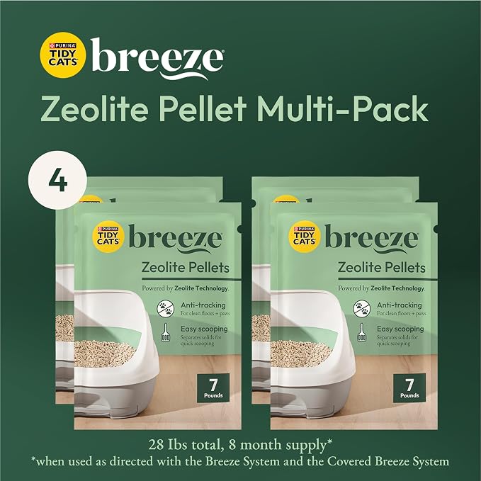 Purina Tidy Cats Breeze Refill Cat Litter Pellets, (4) 7 lb Bags