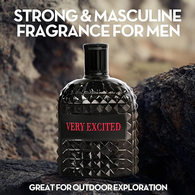 A CENTER Men's Cologne Gift Set Include Valentine Milano,Valiant,Very Excited & Valuable Paris - 3.4 Fl Oz Each | Vanilla Bourbon, Leather & Amber Floral Fragrance | Luxury Eau de Toilette Quartet