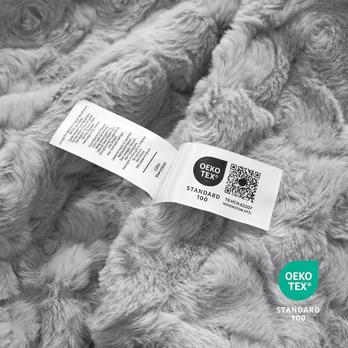 Cozy Bliss Faux Fur Throw Blanket for Couch, Fuzzy Soft Plush Thick Warm Fluffy Reversible Wave Textured Blanket for Sofa Bedroom Living Room, 55 * 70 Inches Grey (Pack of 2)