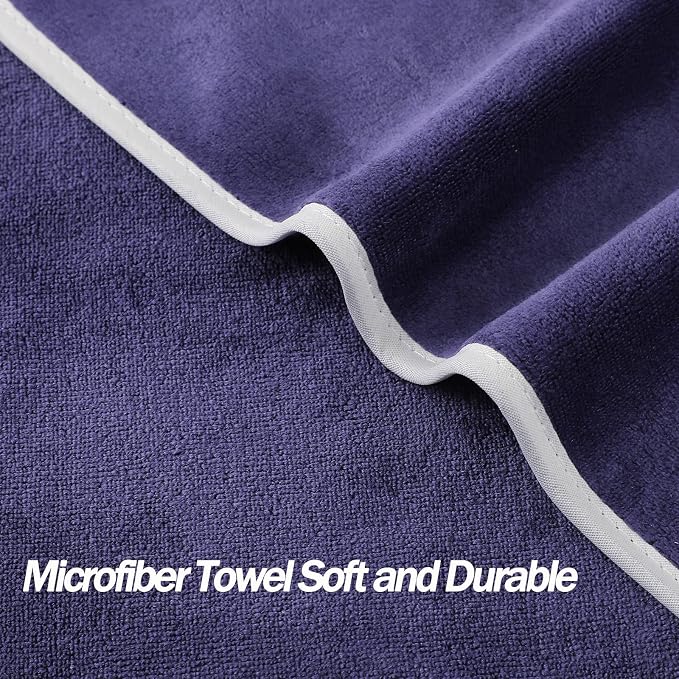 Microfiber Gym Towels Bigger Size Super Soft for Exercise Fitness, Sports, Workout, 380-GSM 15-Inch x 31-Inch Quick-Drying Towels (3 Pack, Navy Blue)