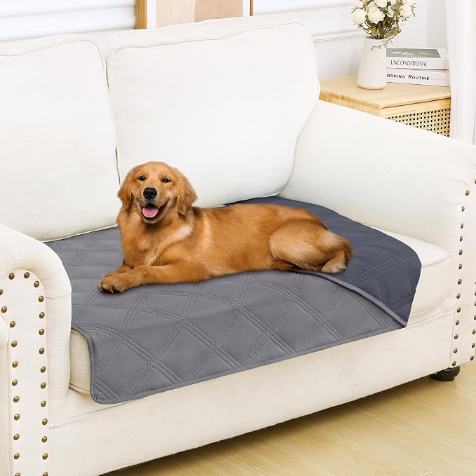 Smiry Waterproof Dog Bed Cover, Reversible Pet Blanket for Sofa Couch | Soft Washable Dog Blanket, Leakproof Couch Cover for Dogs Cats & Furniture Protection, 30x53, Grey/Dark Grey