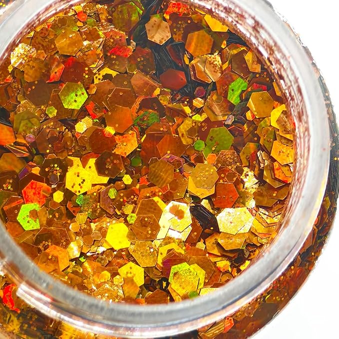 Light Orange - Craft Glitter - 2oz Glitter Shaker Bright Colorful Holographic Mix Chunky Body Glitter Bulk Wholesale 24 Colors in Shaker Cosmetic Glitter - EBLB401