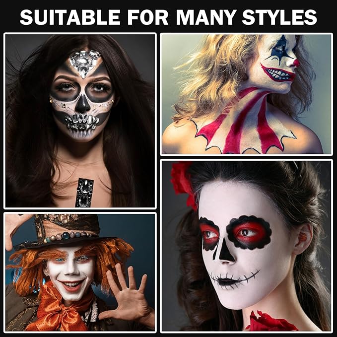 3PCS Clown Makeup Kit Black White Red Face Body Paint Professional Oil Based Body Face Paint Foundation Makeup for Halloween Special Effects SFX Zombie Clown Vampire Skeleton Makeup Kit