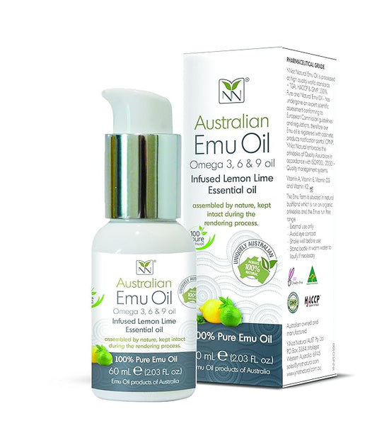 Y Not Natural Pure Emu Oil - Organic Moisture for Face, Body, Hair, Scalp & Nails - Rich in Omega 3-6-9, Vitamins & Essential Minerals - Australian Emu Oil (60ml) 2.03 fl oz - Lemon Lime
