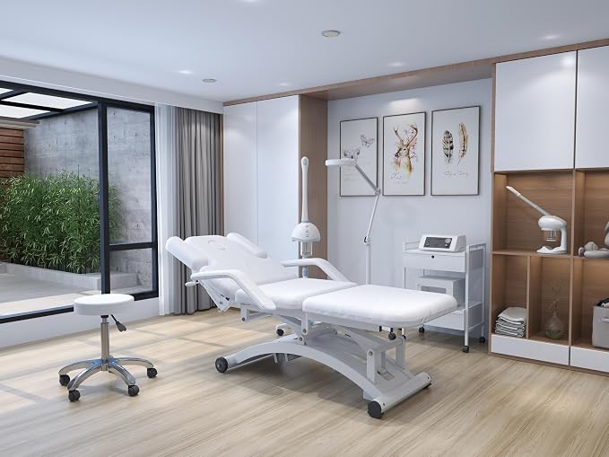 GreenLife - Silverfox 2241C-3 Motors Professional Electric Massage Table Bed,White