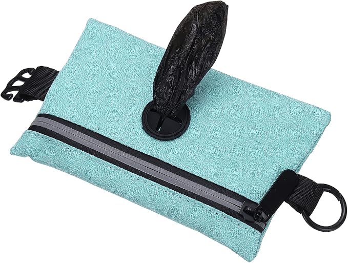 Dog Poop Bag Holder, Pet Waste Bag Dispenser Dog Treat Pouch with Zipper Oxford Cloth Portable Reusable Easy Cleanup(1Pcs, Sky Blue), Intended for Outdoor/Travel/Walking