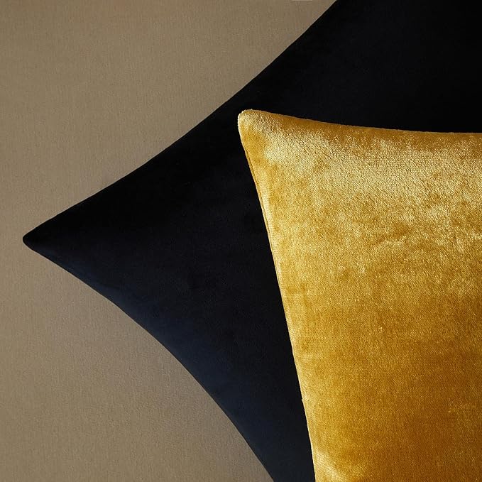 14x24 Pillow Covers Set of 2 Decorative Velvet Throw Pillow Covers,Golden | Luxury Soft Cushion Covers with Invisible Zipper for Couch Sofa Bed Living Room Bedroom Home Decor