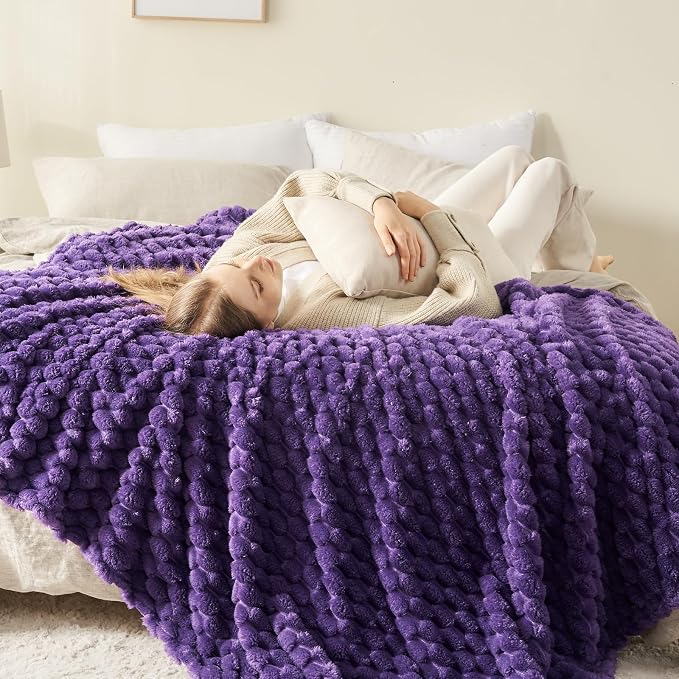 NEWCOSPLAY Fleece Clouds Cozy Throw Blanket for Couch, Purple, 50"x60" | Premium Silky Flannel Blanket, Soft Lightweight Fluffy Throw Blanket for Bed Sofa Decor, Gift for All Season Use