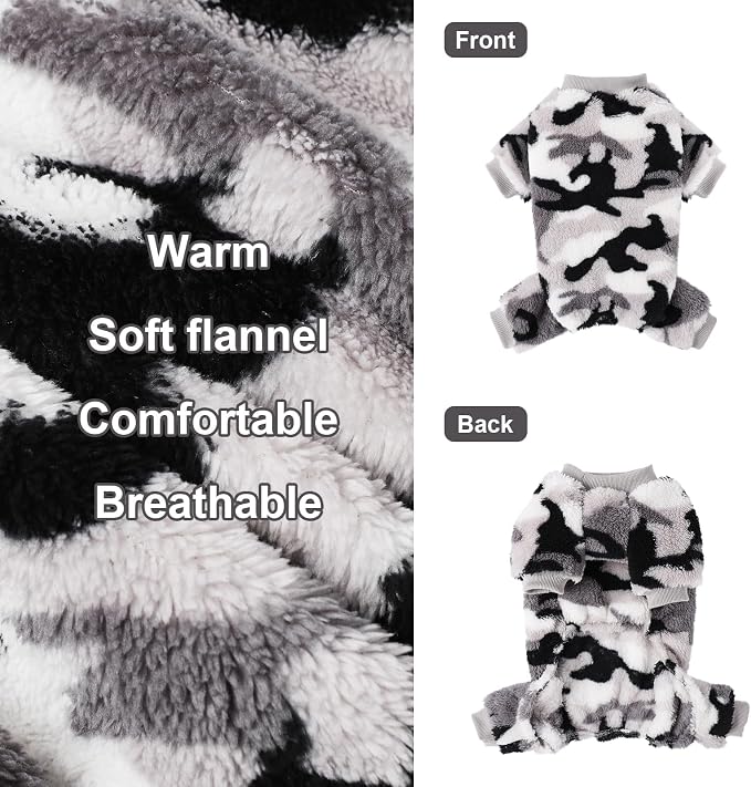 Yikeyo Dog Sweater, Dog Sweaters Pajamas for Small Dogs, Winter Pet Onesies Pjs,Puppy 4 Legged Sweater Clothes for Chihuahua Yorkie Teacup Jumpsuit,Cute Pet Outfits Apparel,Gray,M,Chest 18.5 in