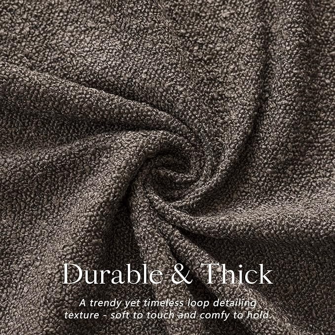 Foindtower Set of 2, Decorative Textured Boucle Throw Pillow Covers Accent Solid Pillow Cases Neutral Soft Cozy Couch Cushion Case for Chair Sofa Bedroom Living Room Home Decor 26 x 26 Inch Dark Brown