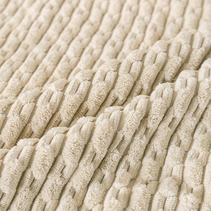 Set of 4 Beige Decorative Throw Pillow Covers 18x18 Inch Corduroy Pillow Covers for Bed Couch Sofa Living Room Soft Square Cushion Cases