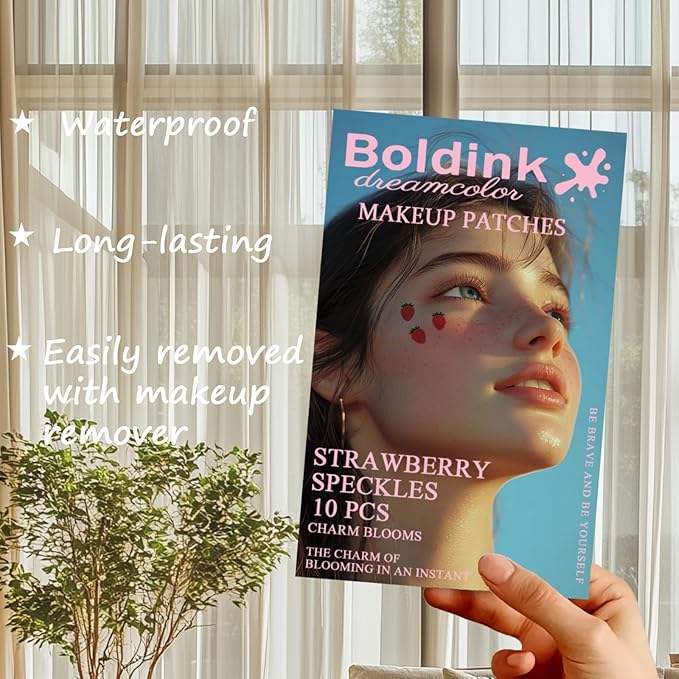 10pcs Face Makeup Patches,Strawberry Speckles, Beauty Face Makeup,Waterproof Strawberry Patches,Temporary Facial Strawberry Tattoo For Women.