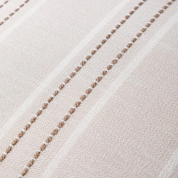 Hckot Striped Throw Pillow Covers 18x18 Set of 2 Taupe Pillow Covers | Farmhouse Decorative Pillows Textured Linen Square Cushion Covers for Sofa Couch Bed Living Room Decor(Taupe)