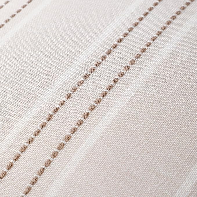 Hckot Striped Throw Pillow Covers 12x20 Set of 2 Taupe Pillow Covers | Farmhouse Decorative Pillows Textured Linen Square Cushion Covers for Sofa Couch Bed Living Room Decor(Taupe)