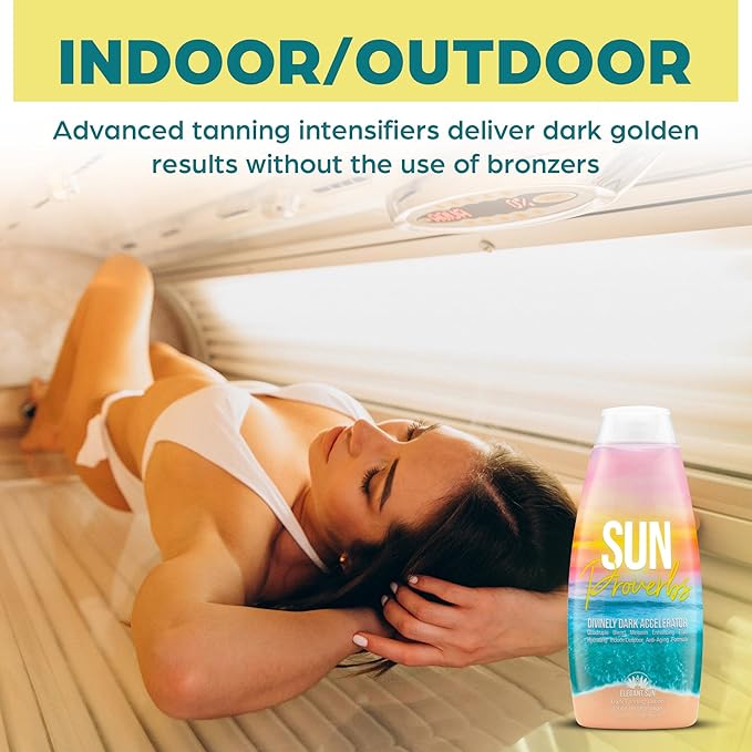 Sun Proverbs, Tanning Bed Lotion, Dark Tan Accelerator, Indoor Outdoor Sun Bathing White Lotion without DHA, Bronzer-Free, Natural Bronzing for Men or Women by Elegant Sun
