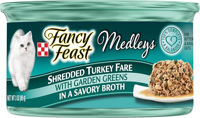 PURINA Fancy Feast Wet Cat Food Variety Pack, Medleys Shredded Fare Collection - (12) 3 oz. Cans (Pack of 2)