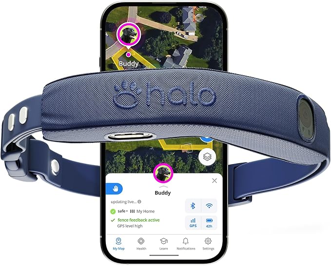 Halo Collar 5 GPS Wireless Dog Fence, Midnight | Keep Your Dog Safe with Custom Boundaries, Real-Time Tracking, and Instant Alerts at Home, Away, or Off-Grid
