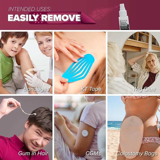 Skinister Adhesive Remover for Skin, 2 Pack – 4oz Each (8oz Total) – Silicone-Based, Hypoallergenic, Sting-Free – for Wig, Ostomy, Tape & Bandage Adhesive Removal