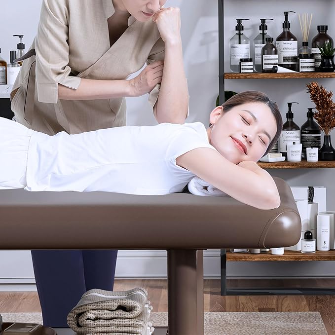 Olela Wide Foldable Massage Table - Professional Massage Table with Adjuatable Backrest & Large Storage Space, Treatment Tables with Metal Frame and Pu Leather for Spa, Beauty, Rehabilitation