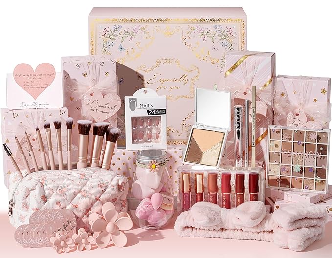 Teen Girl Gifts Trendy Stuff, 10 Positive Affirmation Cards & Empowering Challenges to Unlock 10 Wrapped Makeup Gift Set Motivational Birthday Christmas Gift Stocking Stuffers for Tween & Teenage Girl