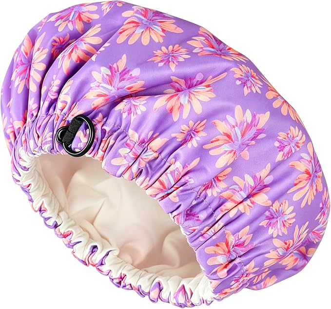 Castor Oil Pack Wrap Organic Cotton for Hair Growth, Overnight Hair Wrap for Sleep, Reusable Hair Mask Cap for Castor Oil Treatment of Balding,Thinning Dry and Damaged Hair(Oil Not Included) Purple, S