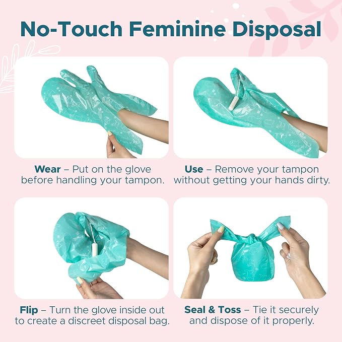 Sunlit No-Touch Feminine Hygiene Disposal Bags, Hygienic Odor-Reducing and Discreet Solution for Tampons Pads Liners and More, Size L - 5 Pack, 100 Count