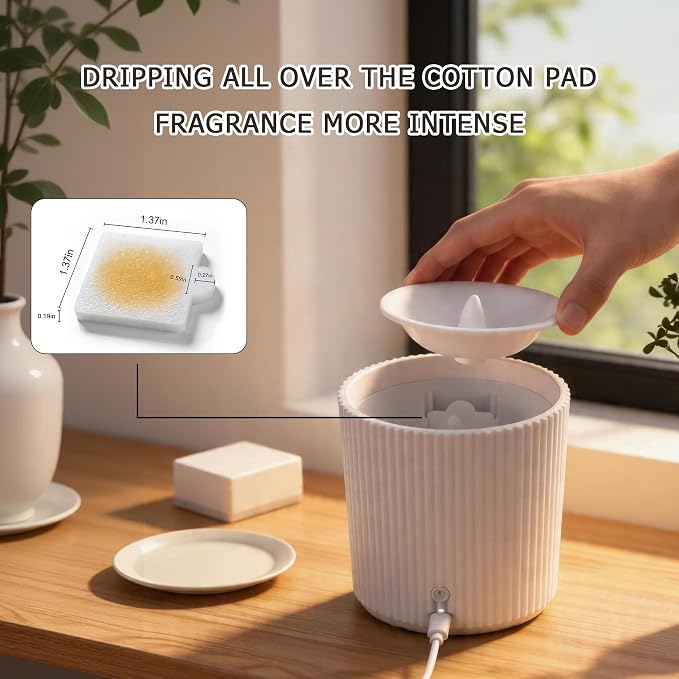 NO-Battery 2 in 1 LED Candle Waterless Diffuser and 3D Wick and Realistic Flame Candle,Flameless Candle Diffuser,Waterless Essential Oil Diffuser with 12PCS Cotton Pads(Only Connect USB Line Use)