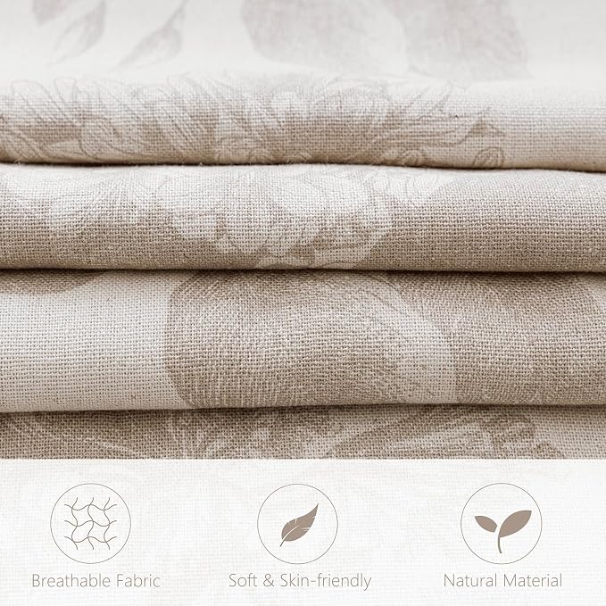 Foindtower Set of 2 Linen Floral Vintage Throw Pillow Covers Neutral Accent Decorative Cushion Covers Farmhouse Boho Home Decor for Sofa Chair Couch Bedroom Living Room,22×22 Inch,Tan Beige
