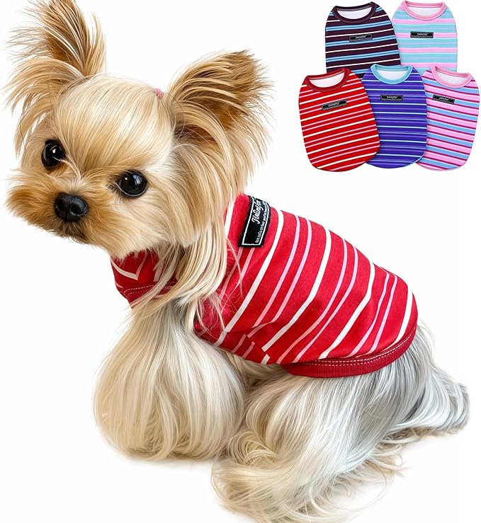 Soft Striped Dog Shirt, Cozy Warm pet Vest for Small Medium Dogs, Classic Puppy cat Clothes for Indoor Outdoor Outfits