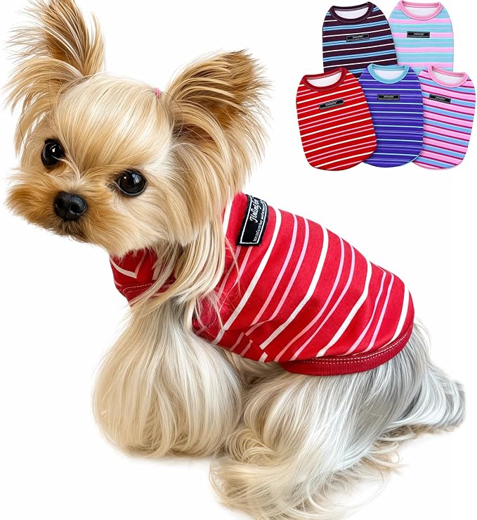 Soft Striped Dog Shirt, Cozy Warm pet Vest for Small Medium Dogs, Classic Puppy cat Clothes for Indoor Outdoor Outfits