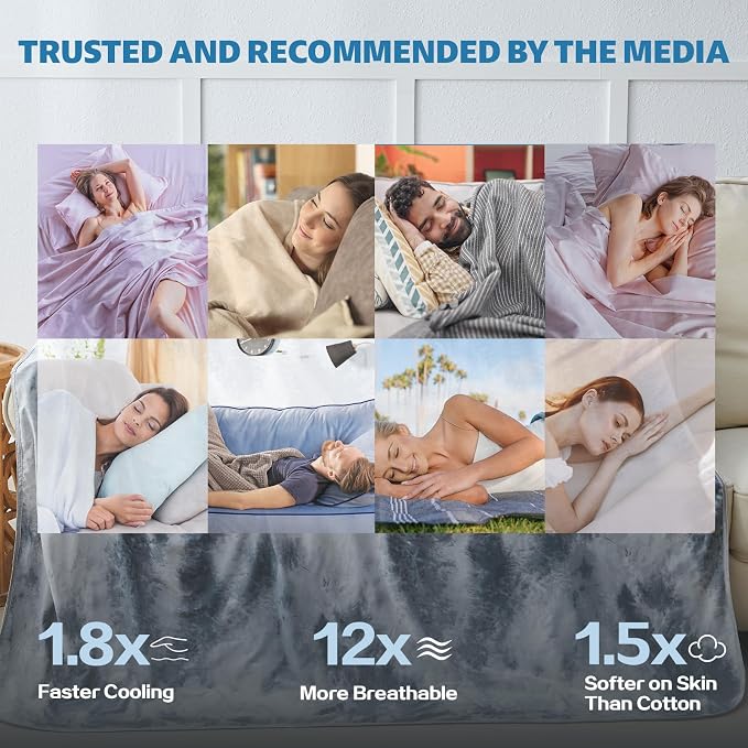 Cooling Blanket Twin Size (60"x80"), Double Sided Ice Cold Blanket for Hot Sleepers, Transfer Heat to Keep Cool, Soft Lightweight for Night Sweats, Bed & Couch, Ocean Design