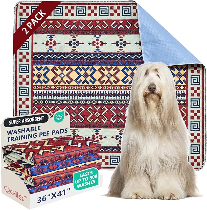 Washable Pee Pads, Super Absorbent Puppy Pads, 2 Pack 36"x41" | Reusable Dog Training Pads, Leakproof With Waterproof Non-Slip Backing For Crates, Floors, Indoor Potty & Furniture