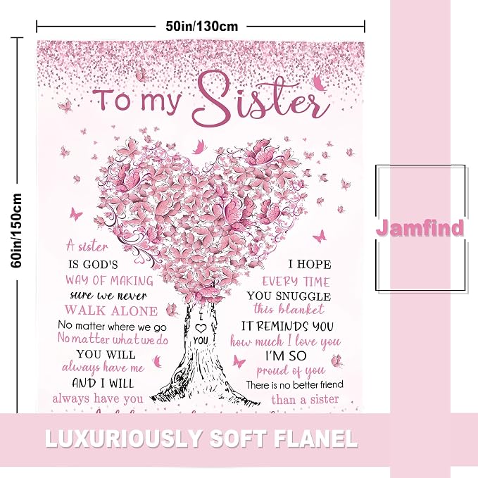 Sister Gifts, Big Sisters Birthday Gift from Sis, Best Sister Ever Gifts for Women Blanket 60"x 50", Birthday Christmas Graduation Gift Ideas for Sisters