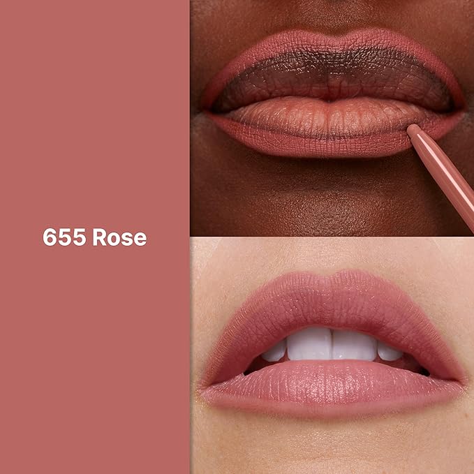 Revlon Colorstay Lip Liner Makeup with Built-in-Sharpener, Longwear Rich Colors, Stocking Stuffer for Women, 655 Rose, 0.01 oz