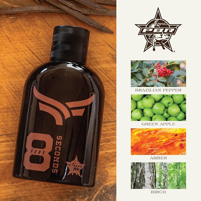 Tru Western PBR 8 Seconds Fury Men’s Cologne Spray for Men, Brazilian Pepper, Green Apple, Lavender, Amber & Birch Notes, 3.4 fl oz (100 ml)