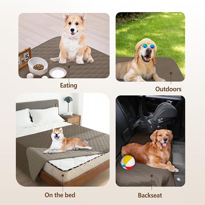 gogobunny 100% Double Sided Waterproof Dog Blanket Soft Pet Bed Cover Reversible Protect Furniture Couch Sofa Car for Puppy Cat Kids (Dark Walnut/Light Walnut, 30x80 Inch (Pack of 1))
