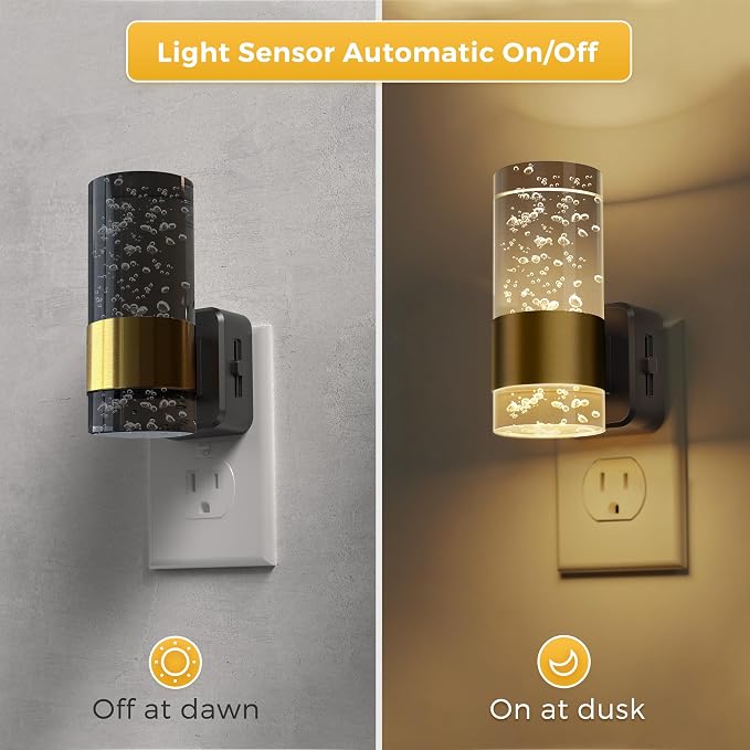 L LOHAS LED Night Lights Plug into Wall, 3000K Acrylic Night Light,2 Pack | Dimmable Nightlight with 0-100 LM Adjustable Brightness, Plug in Night Light with Dusk to Dawn Sensor, for Bathroom Hallway