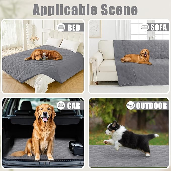 Smiry Waterproof Dog Bed Cover, Reversible Pet Blanket for Sofa Couch | Soft Washable Dog Blanket, Leakproof Couch Cover for Dogs Cats & Furniture Protection, 52x82, Grey/Grey