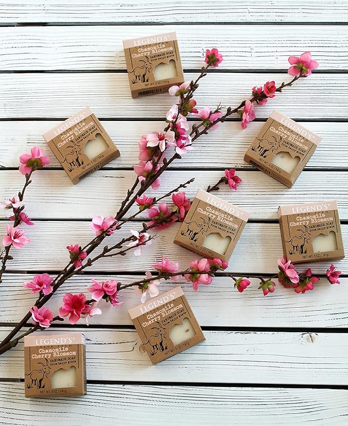 Legend's Creek Farm Goat Milk Soap - Cleansing Moisturizing Bar for Hands and Body - 5 Oz Creamy Lather, Nourishing, Gentle Natural Soap for Sensitive Skin (Chamomile Cherry Blossom, Pack of 1)