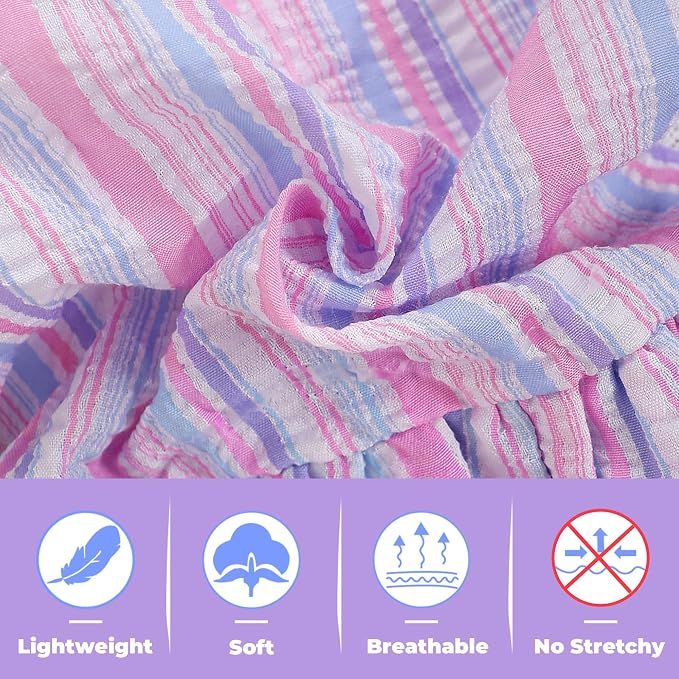 Dog Dress, Cute Pet Princess Dresses with Bright Color Design, Sweet Bowknot, Dog Clothes for Small Dogs Girl, Breathable & Lightweight, for Spring Summer, 2 Pack (Pink Purple, Large)