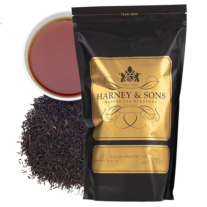 Harney & Sons English Breakfast Loose Leaf Black Tea – China Keemun Breakfast Tea, Caffeinated, 16 oz Bag