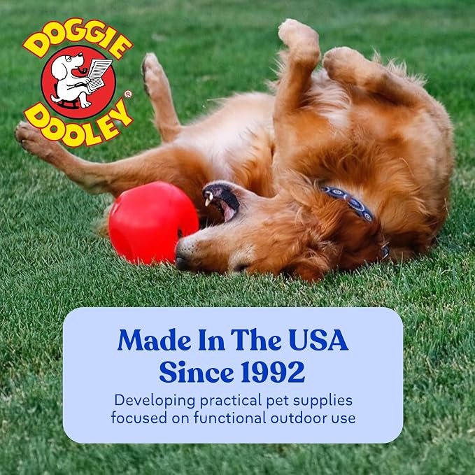 Doggie Dooley Virtually Indestructible Dog Ball - 8 Inch Hard Plastic Interactive Dog Toy for Large Breeds Over 35+ lbs - Built for Herding & Push Play - Floats in Water, Made in USA - Orange